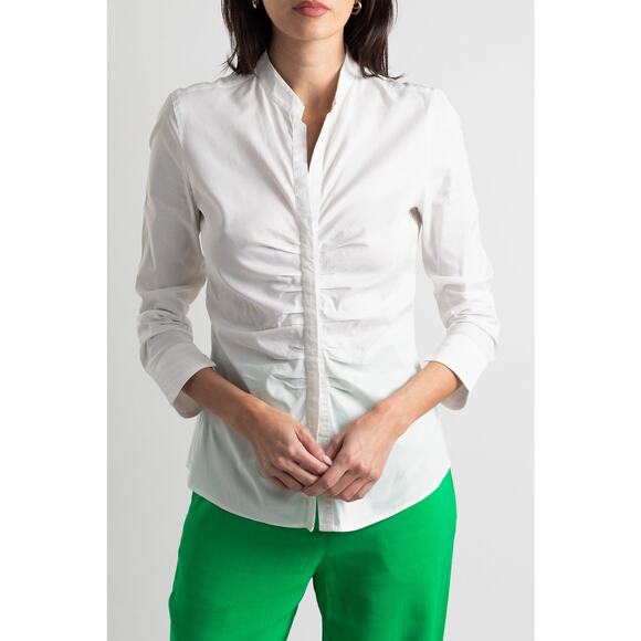 White Rouched Button Down - Picture 1 of 5